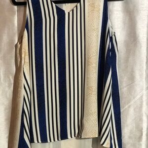 Striped Blue and Cream Women's Tank Top by EST. 1946 size small